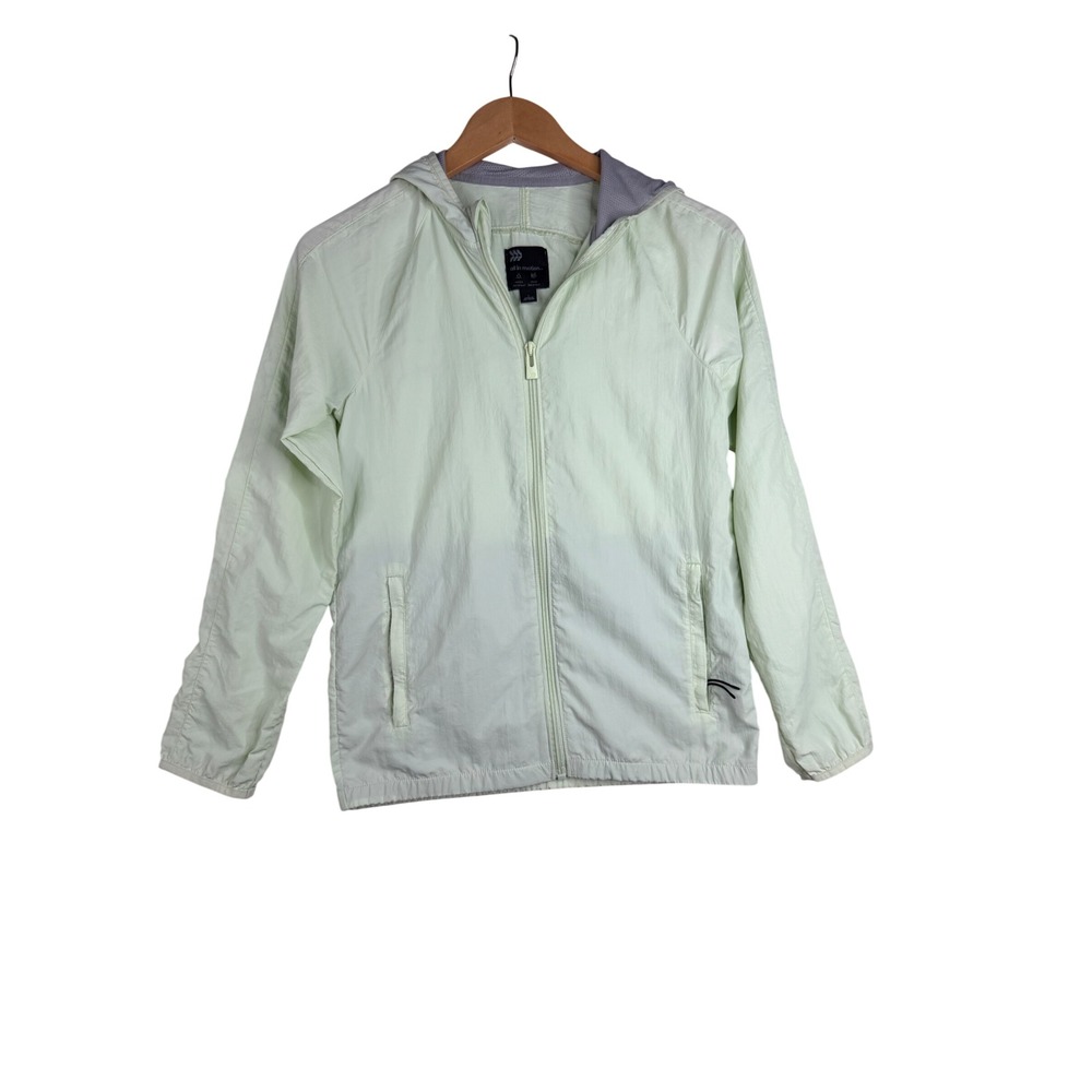 All in Motion Water/Wind Resistant Hooded Activewear Jacket size Large Green
